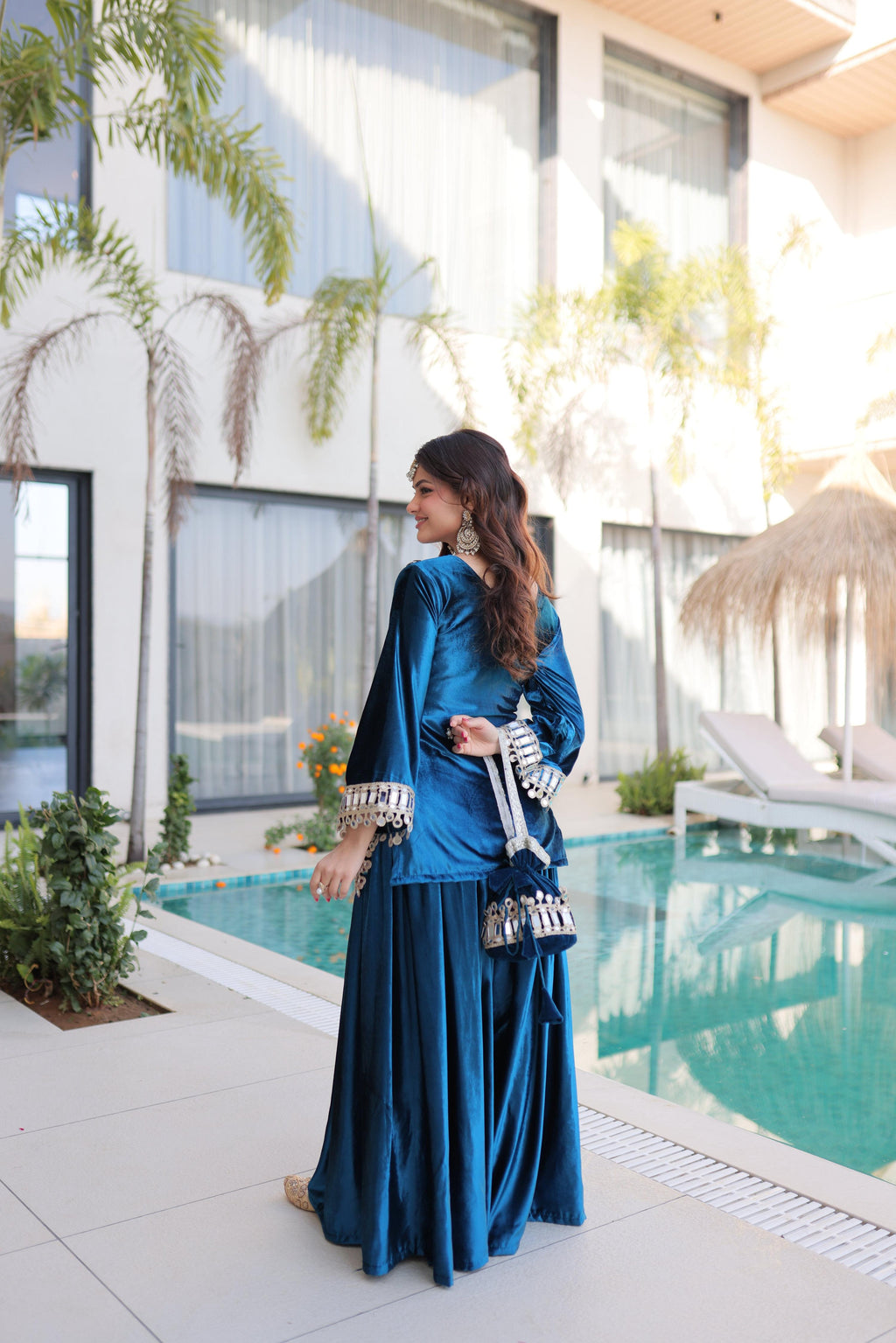 Jyoti Fashion Rama ICE Velvet Embroidered Designer Kurta Set with Batwa | Grocsy
