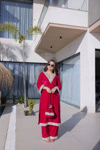Jyoti Fashion Pink Velvet Embroidered Designer Kurta Set with Batwa | Grocsy