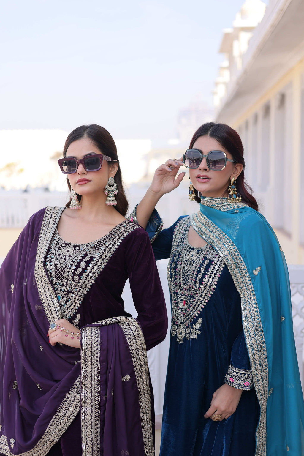 Jyoti Fashion Wine & Rama Velvet Embroidered Designer Combo Kurta Set with Batwa | Grocsy