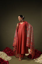 Jyoti Fashion Rust Rayon Lace Border Designer Kurta Set With Dupatta | Grocsy
