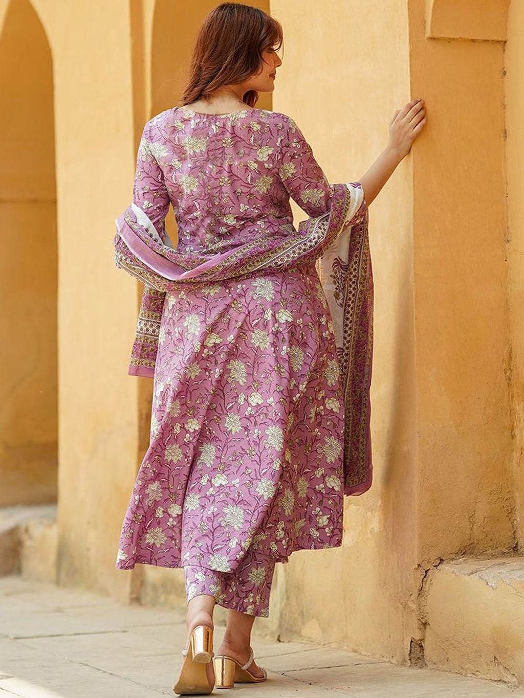 Jyoti Fashion Lavender Rayon Printed Designer Kurta Set With Dupatta | Grocsy