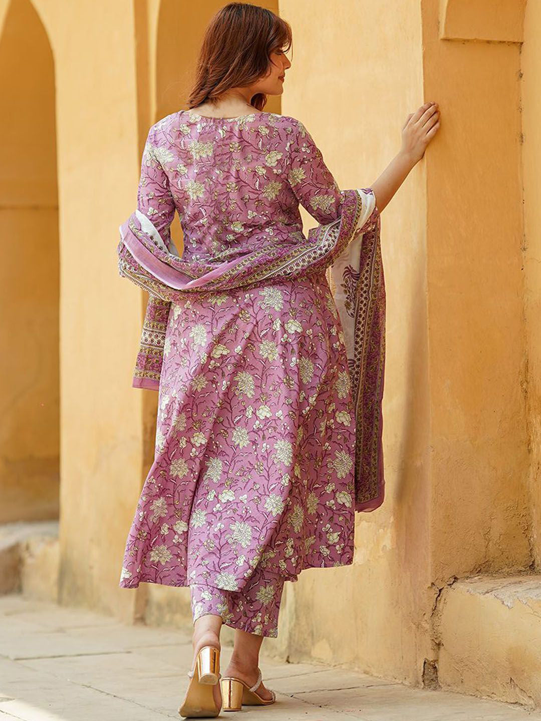 Jyoti Fashion Lavender Rayon Printed Designer Kurta Set With Dupatta | Grocsy