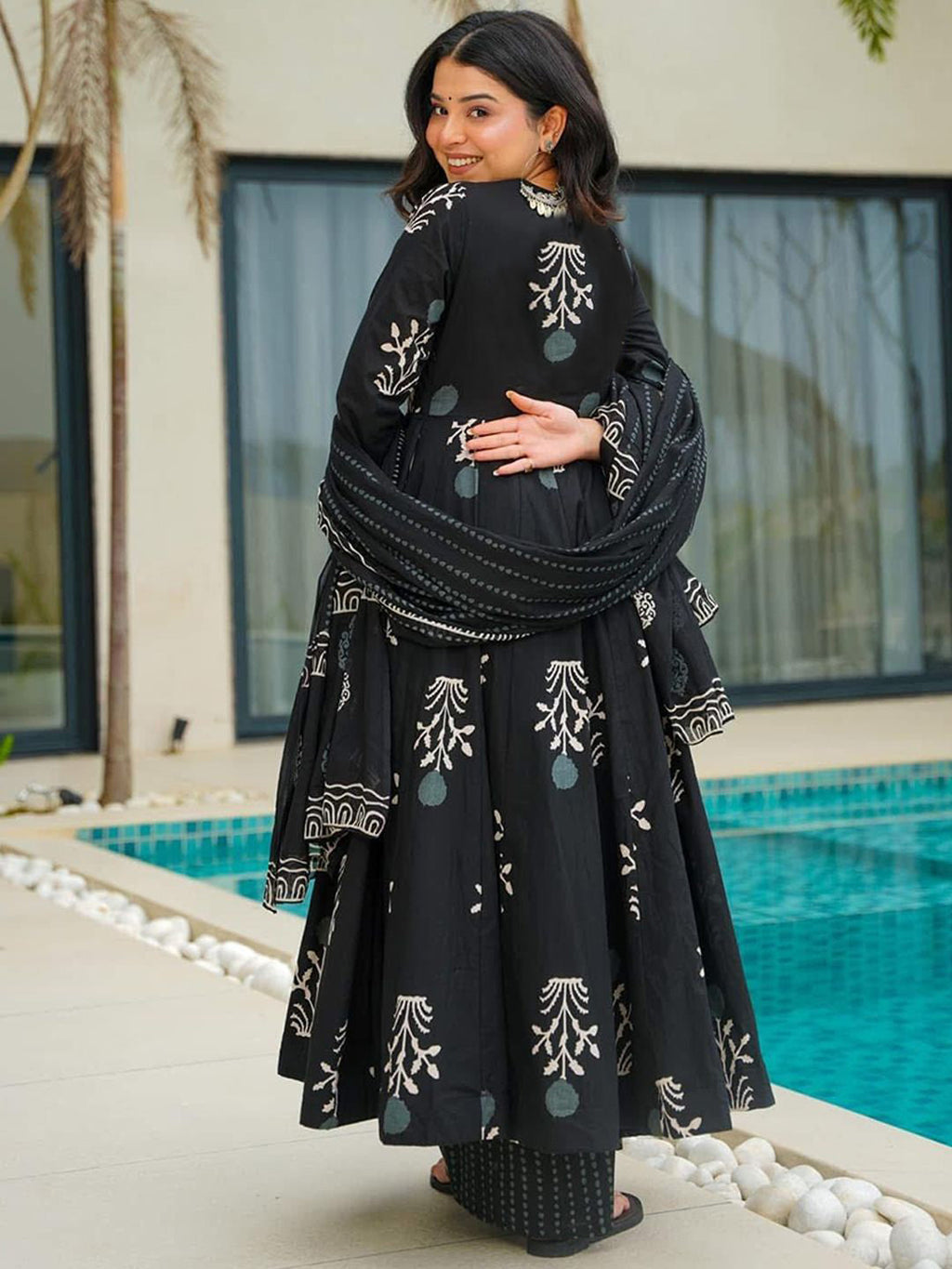 Jyoti Fashion Black Rayon Printed Designer Kurta Set With Dupatta | Grocsy