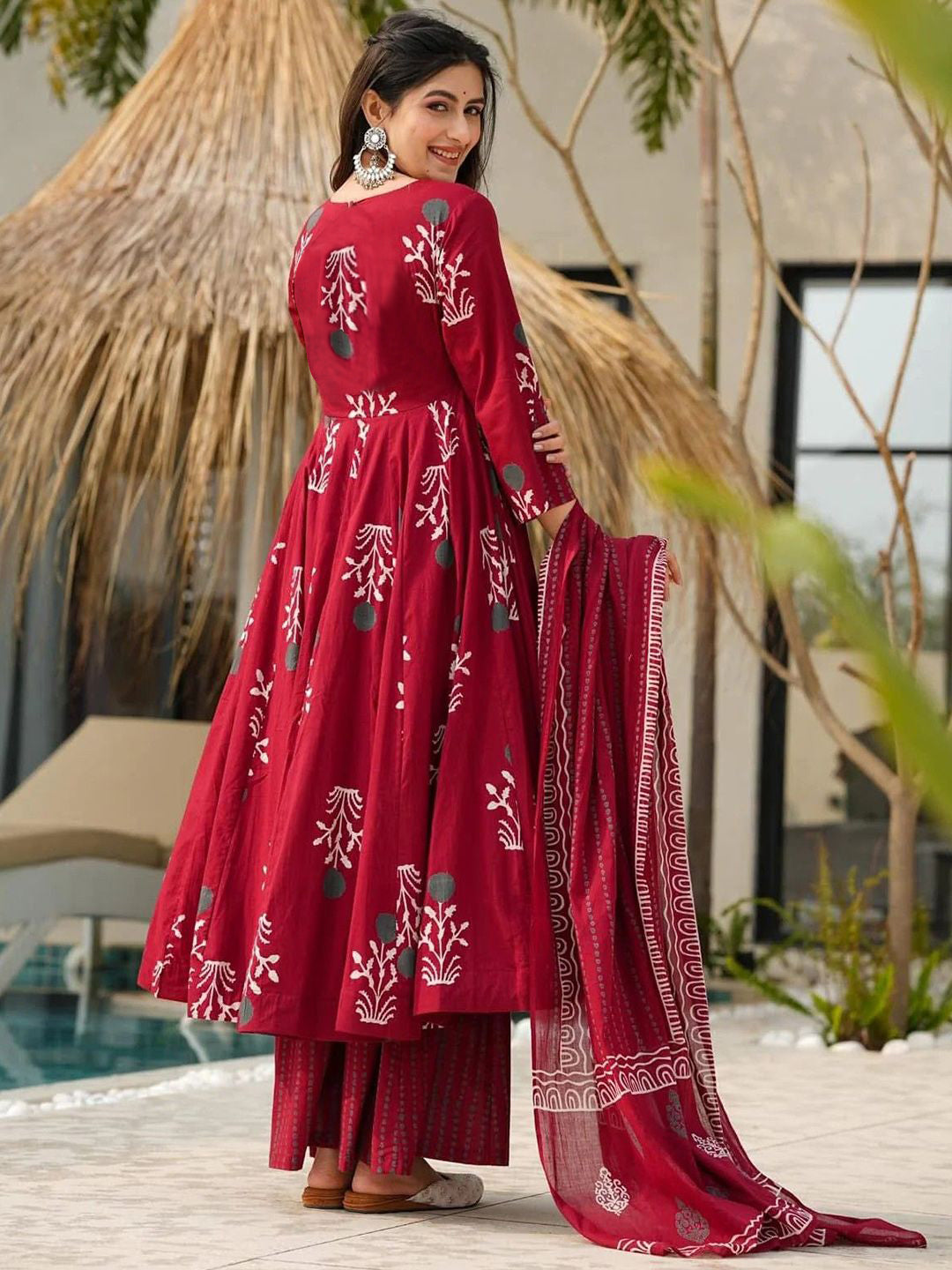 Jyoti Fashion Maroon Rayon Printed Designer Kurta Set With Dupatta | Grocsy