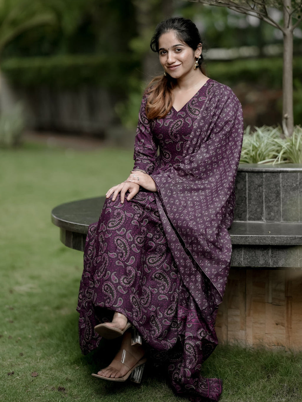 Jyoti Fashion Wine Rayon Printed Designer Kurta Set With Dupatta | Grocsy