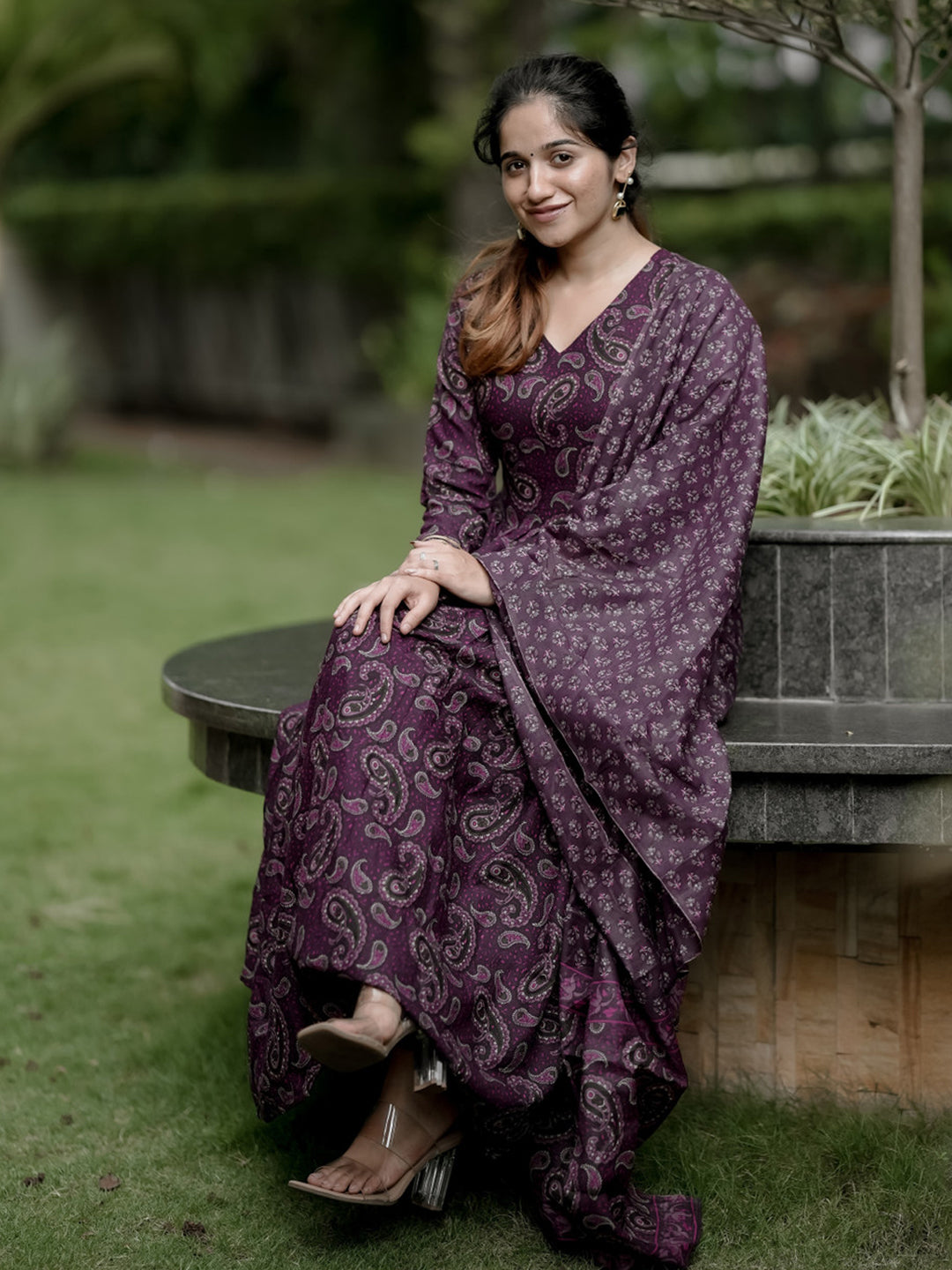 Jyoti Fashion Wine Rayon Printed Designer Kurta Set With Dupatta | Grocsy