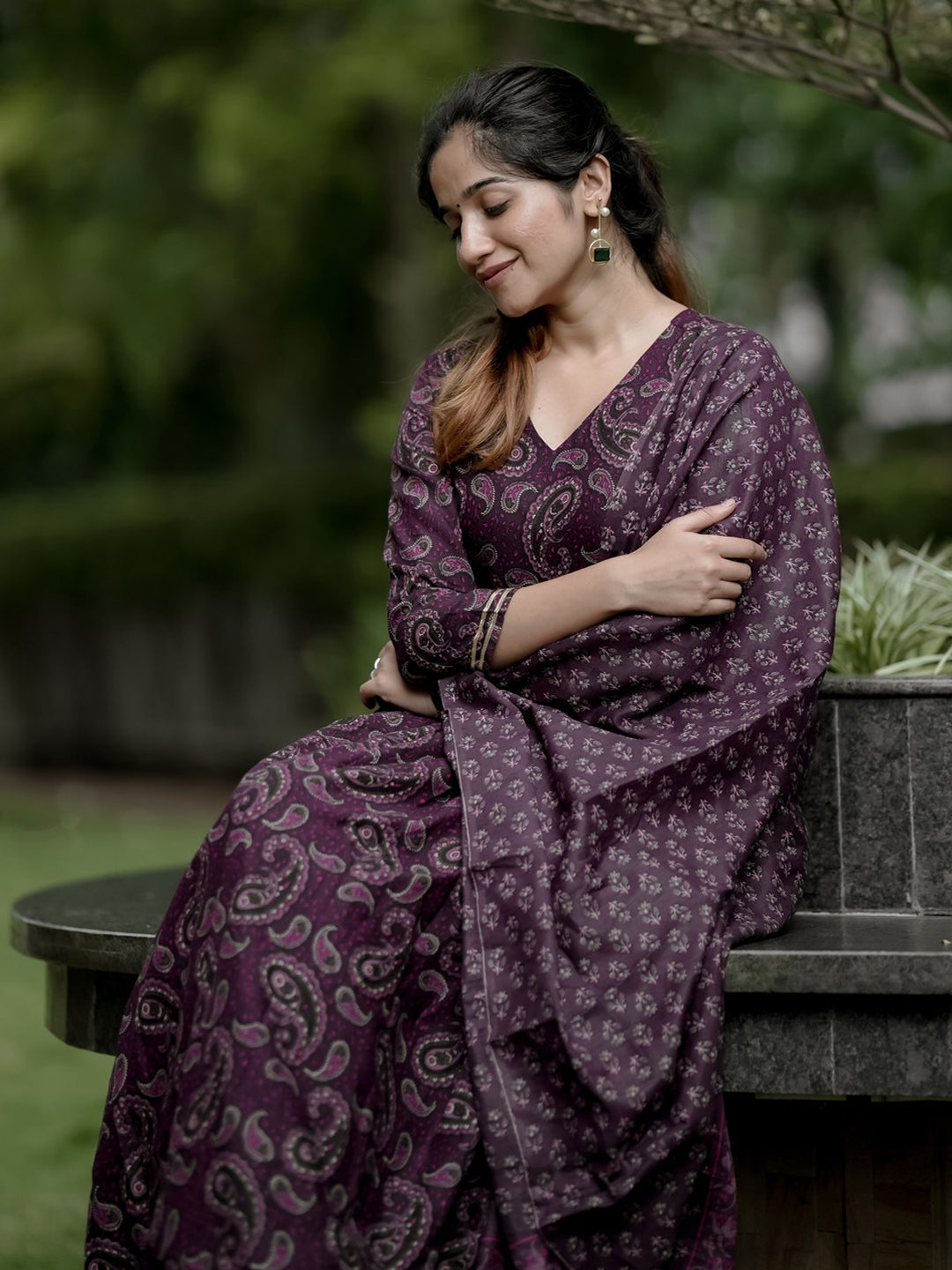 Jyoti Fashion Wine Rayon Printed Designer Kurta Set With Dupatta | Grocsy