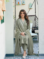 Jyoti Fashion Pista Rayon Printed Designer Kurta Set With Dupatta | Grocsy
