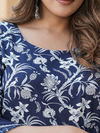 Jyoti Fashion Navy Blue Rayon Printed Designer Kurta Set With Dupatta | Grocsy