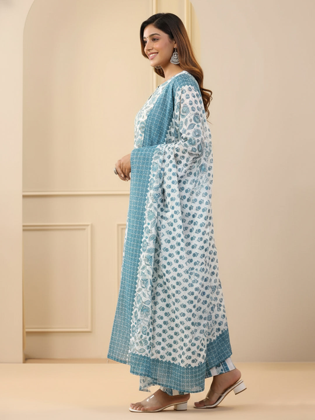 Jyoti Fashion White Rayon Printed Designer Kurta Set With Dupatta | Grocsy