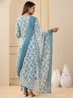 Jyoti Fashion White Rayon Printed Designer Kurta Set With Dupatta | Grocsy