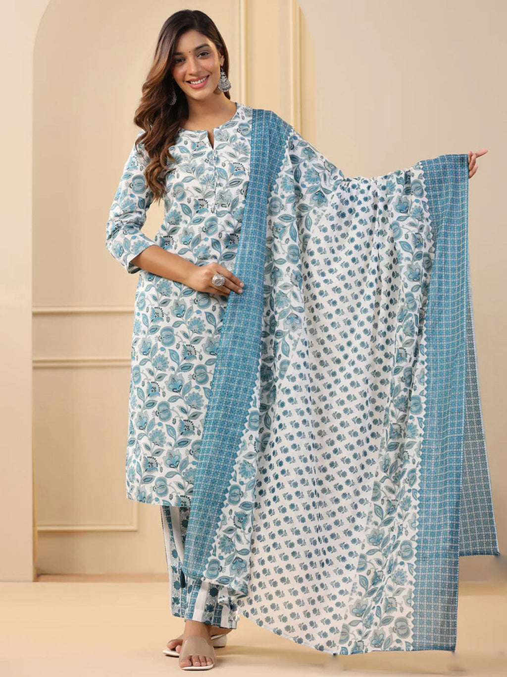 Jyoti Fashion White Rayon Printed Designer Kurta Set With Dupatta | Grocsy