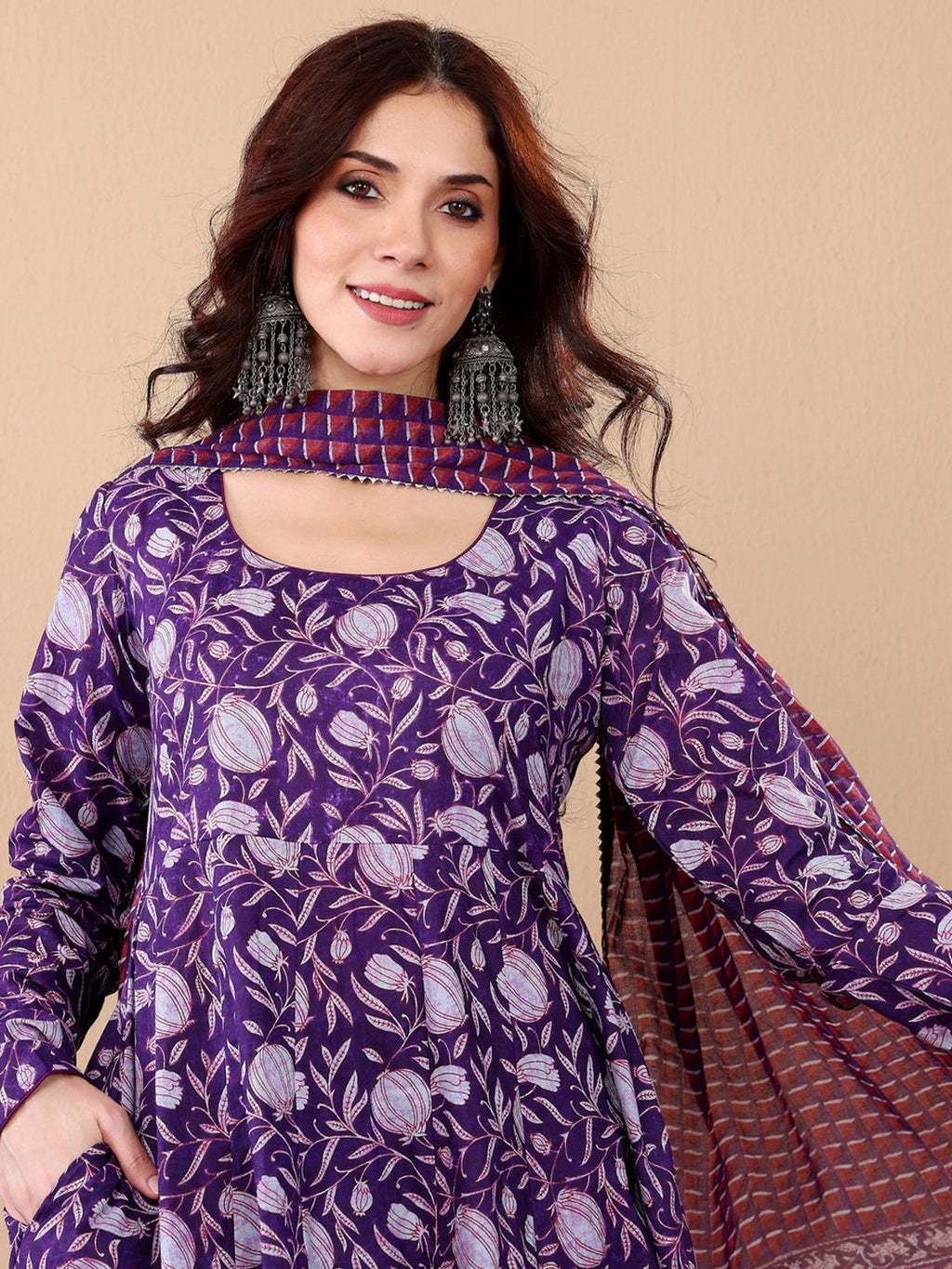 Jyoti Fashion Purple Rayon Printed Designer Kurta Set With Dupatta | Grocsy