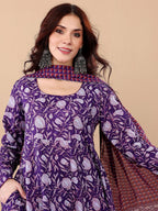 Jyoti Fashion Purple Rayon Printed Designer Kurta Set With Dupatta | Grocsy