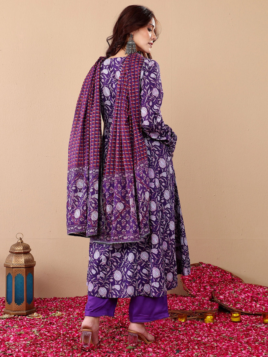 Jyoti Fashion Purple Rayon Printed Designer Kurta Set With Dupatta | Grocsy