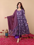 Jyoti Fashion Purple Rayon Printed Designer Kurta Set With Dupatta | Grocsy