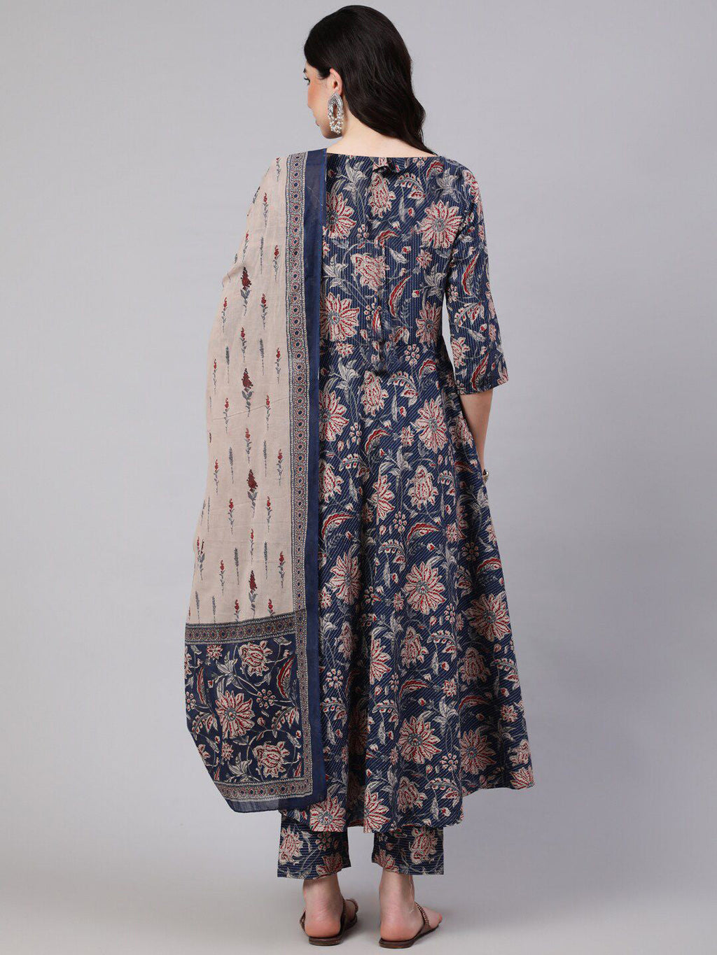 Jyoti Fashion Navy Blue Rayon Printed Designer Kurta Set With Dupatta | Grocsy