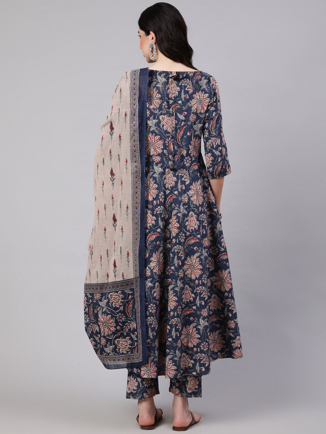 Jyoti Fashion Navy Blue Rayon Printed Designer Kurta Set With Dupatta | Grocsy