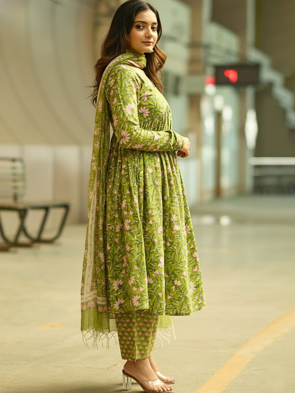 Jyoti Fashion Parrot Rayon Printed Designer Kurta Set With Dupatta | Grocsy