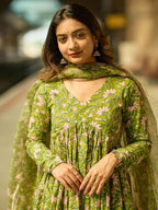 Jyoti Fashion Parrot Rayon Printed Designer Kurta Set With Dupatta | Grocsy