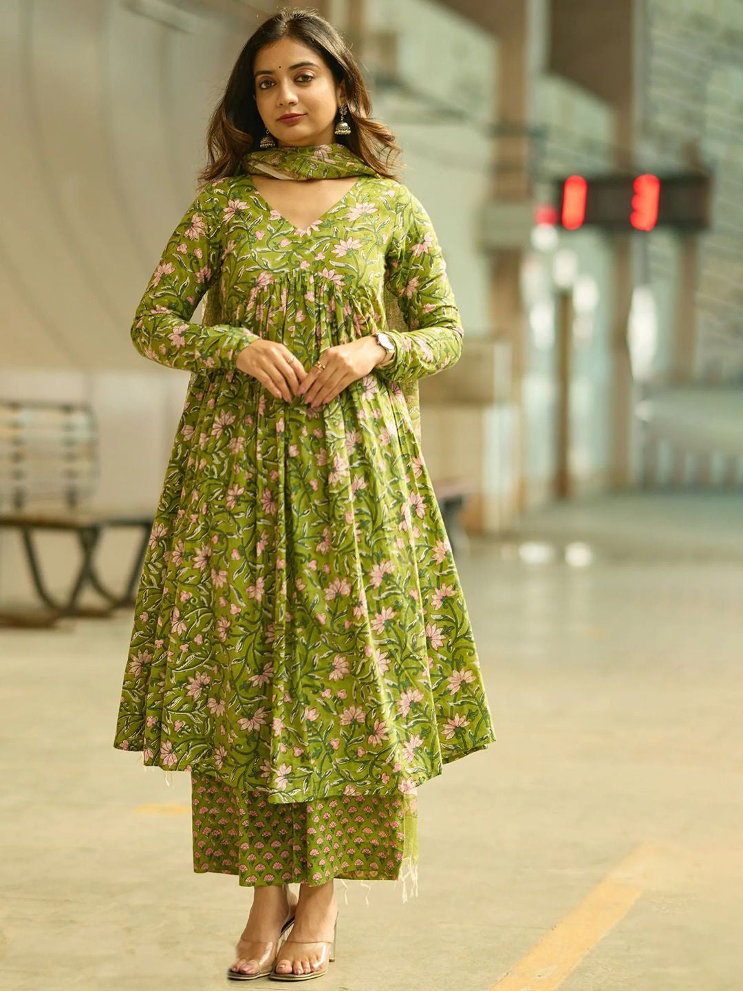 Jyoti Fashion Parrot Rayon Printed Designer Kurta Set With Dupatta | Grocsy