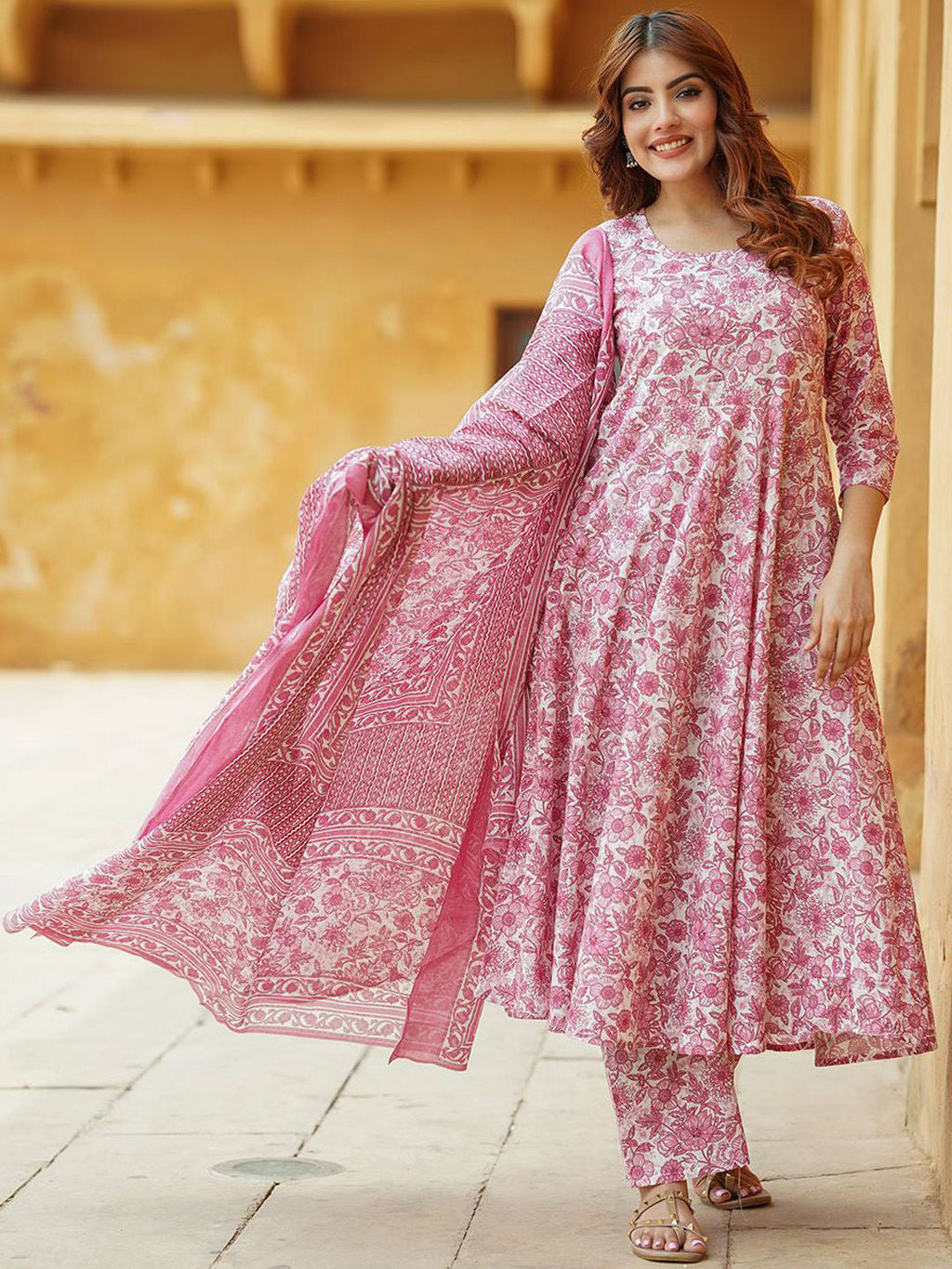Jyoti Fashion Baby Pink Rayon Printed Designer Kurta Set With Dupatta | Grocsy