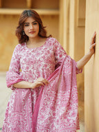 Jyoti Fashion Baby Pink Rayon Printed Designer Kurta Set With Dupatta | Grocsy