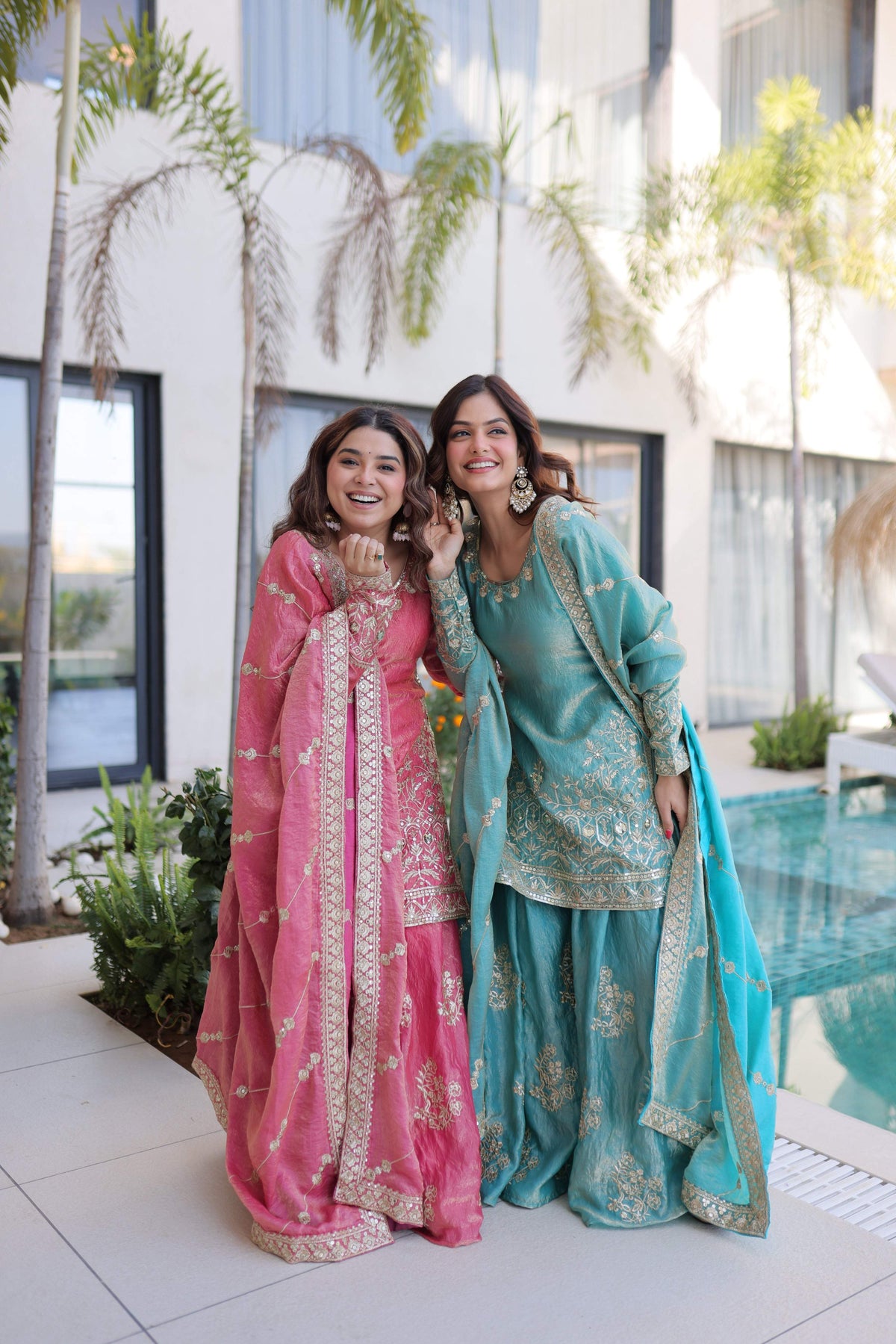 Jyoti Fashion Pink Fendy Crush Embroidered Designer Combo Sharara & Sets | Grocsy
