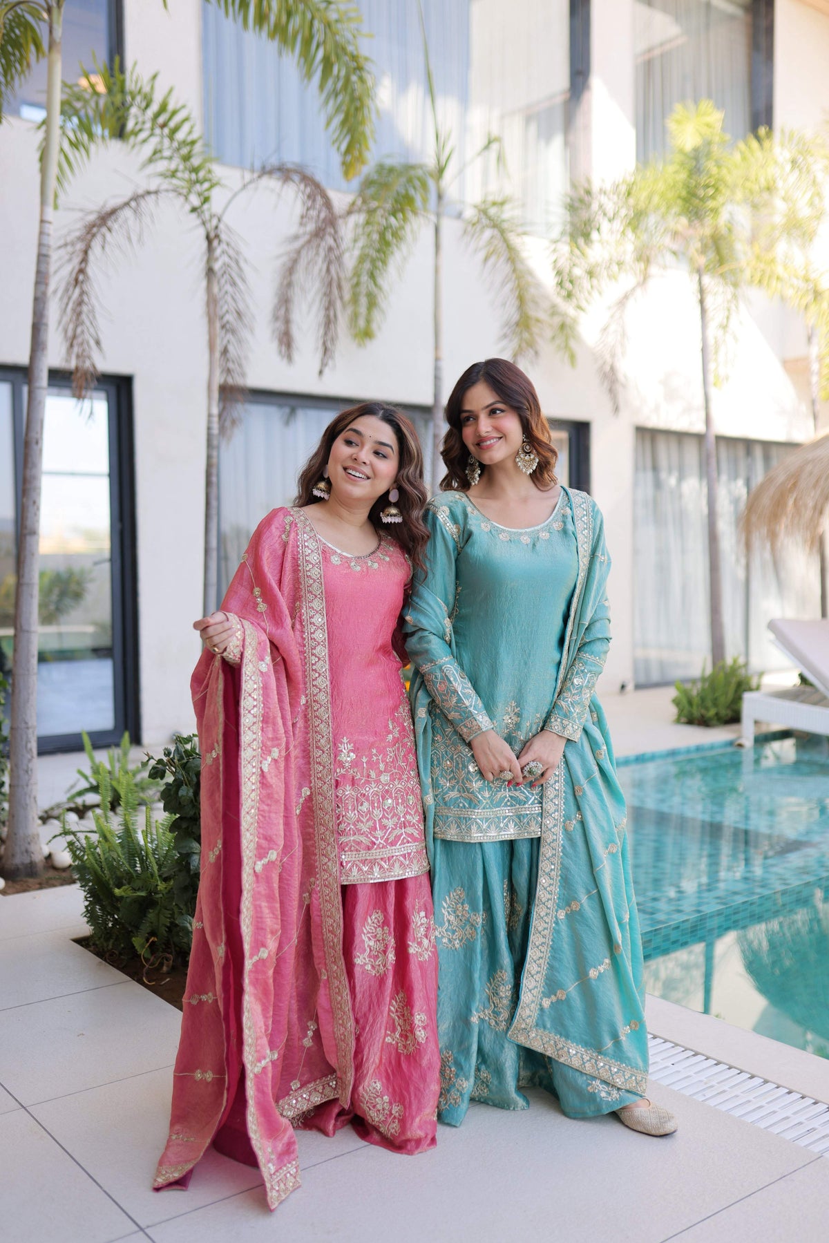 Jyoti Fashion Pink Fendy Crush Embroidered Designer Combo Sharara & Sets | Grocsy