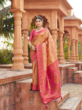 Jyoti Fashion Women's Mustard Soft Banarasi Silk Zari Woven Saree with Blouse | Grocsy