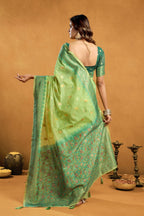 Jyoti Fashion Women's Green Premium Spun Cotton Zari Woven Saree with Blouse | Grocsy