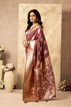 Jyoti Fashion Women's Wine Silk Zari Woven Saree with Blouse | Grocsy