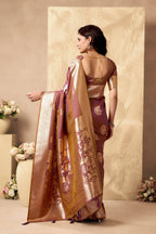 Jyoti Fashion Women's Wine Silk Zari Woven Saree with Blouse | Grocsy
