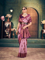 Jyoti Fashion Women's Light Purple Silk Zari Woven Saree with Blouse | Grocsy