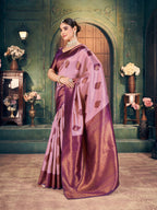 Jyoti Fashion Women's Light Purple Silk Zari Woven Saree with Blouse | Grocsy