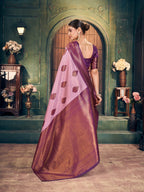 Jyoti Fashion Women's Light Purple Silk Zari Woven Saree with Blouse | Grocsy