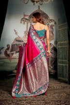 Jyoti Fashion Women's Pink Soft Silk Zari Woven Saree with Blouse | Grocsy