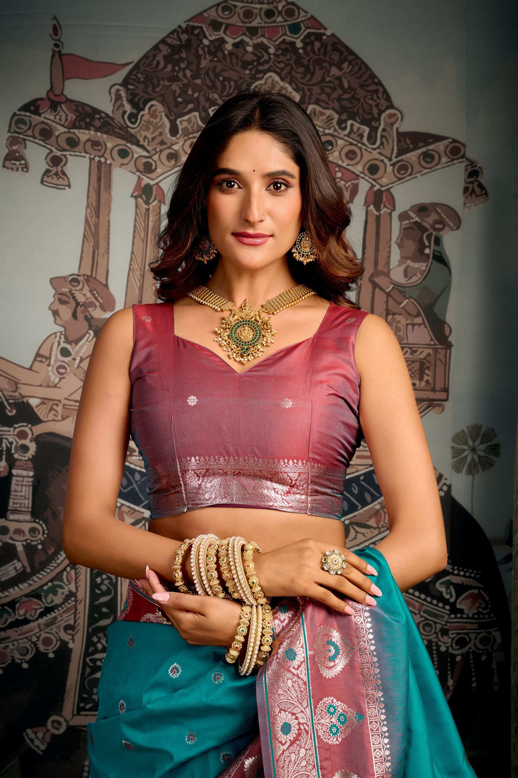 Jyoti Fashion Women's Turquoise Soft Silk Zari Woven Saree with Blouse | Grocsy