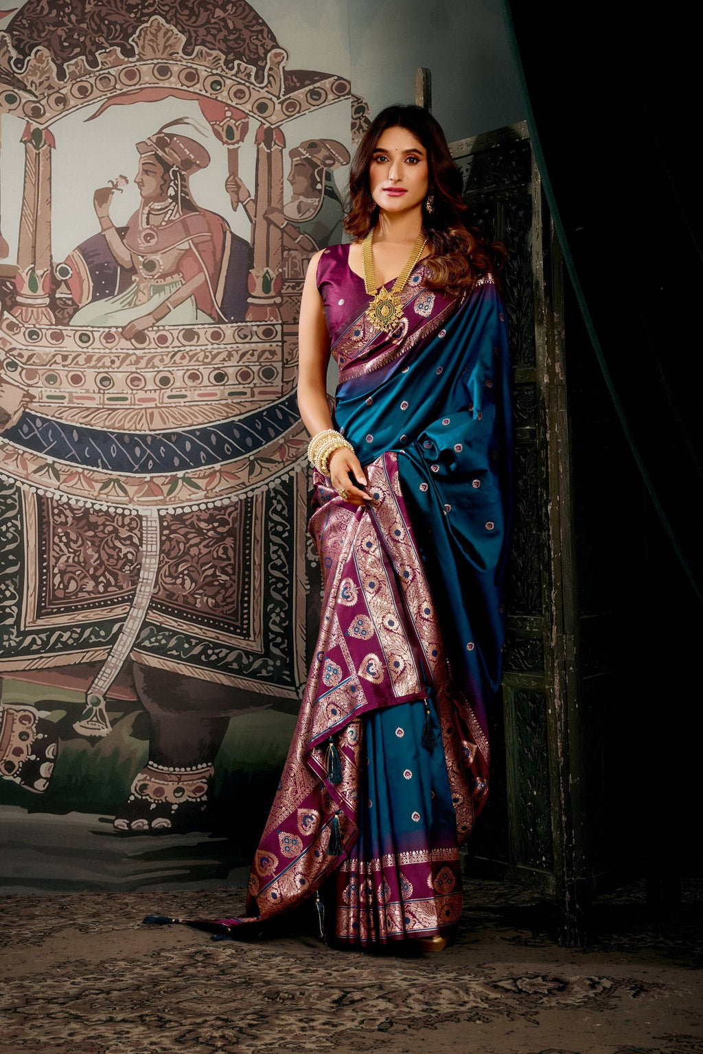 Jyoti Fashion Women's Morpich Soft Silk Zari Woven Saree with Blouse | Grocsy