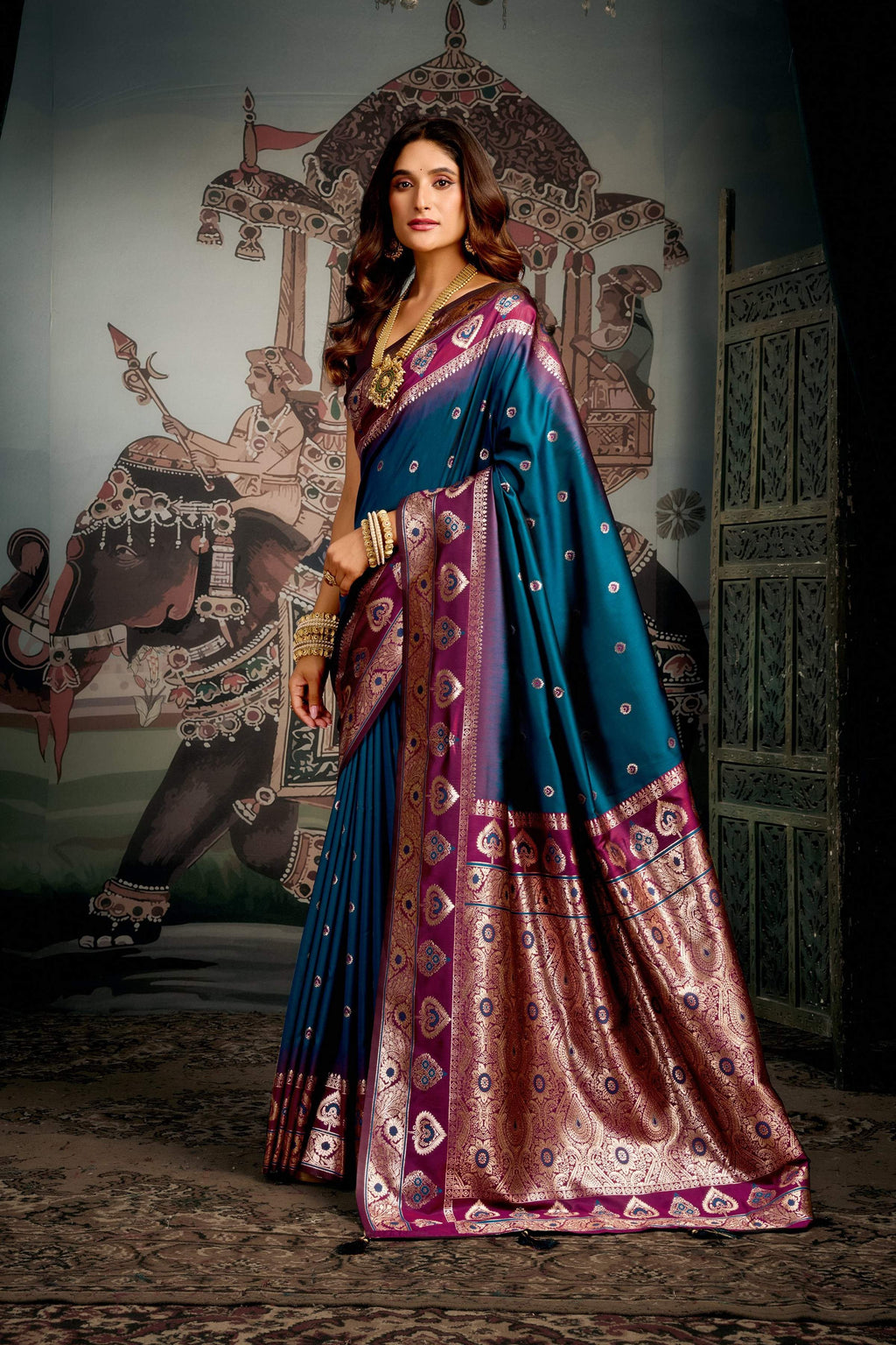 Jyoti Fashion Women's Morpich Soft Silk Zari Woven Saree with Blouse | Grocsy