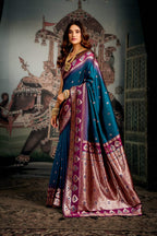 Jyoti Fashion Women's Morpich Soft Silk Zari Woven Saree with Blouse | Grocsy