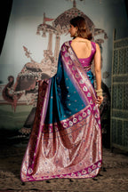 Jyoti Fashion Women's Morpich Soft Silk Zari Woven Saree with Blouse | Grocsy