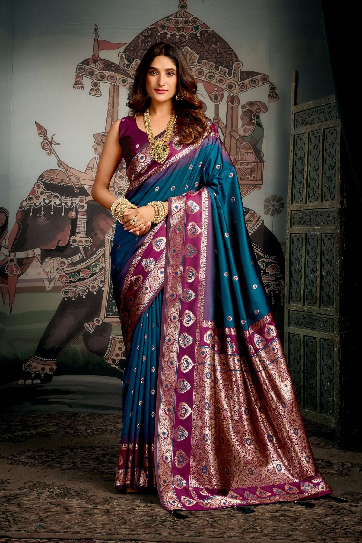 Jyoti Fashion Women's Morpich Soft Silk Zari Woven Saree with Blouse | Grocsy