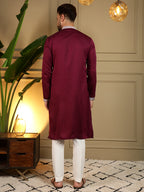 Jyoti Fashion Men's Maroon Viscose Silk Sequins Embroidered Kurta with Pajama | Grocsy
