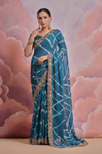 Jyoti Fashion Women's Morpich Coding Sequence Georgette Saree with Blouse | Grocsy