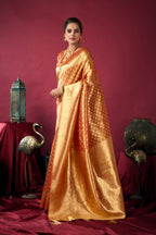 Jyoti Fashion Women's Orange Tissue Silk Zari Woven Saree with Blouse | Grocsy
