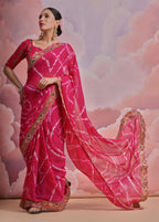 Jyoti Fashion Women's Rani Pink Coding Sequence Georgette Saree with Blouse | Grocsy