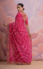 Jyoti Fashion Women's Rani Pink Coding Sequence Georgette Saree with Blouse | Grocsy