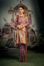 Jyoti Fashion Women's Wine Premium Soft Silk Zari Woven Saree with Blouse | Grocsy