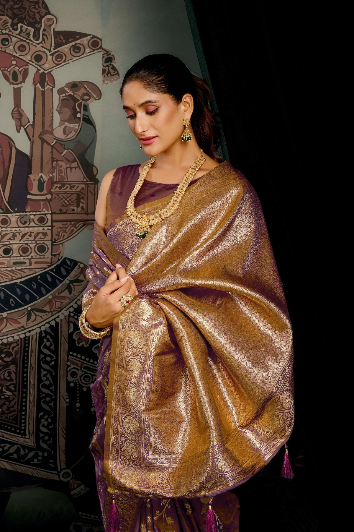 Jyoti Fashion Women's Wine Premium Soft Silk Zari Woven Saree with Blouse | Grocsy